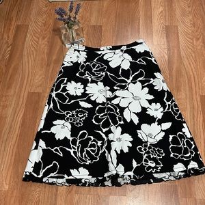 Talbots Black and White Floral Midi Skirt